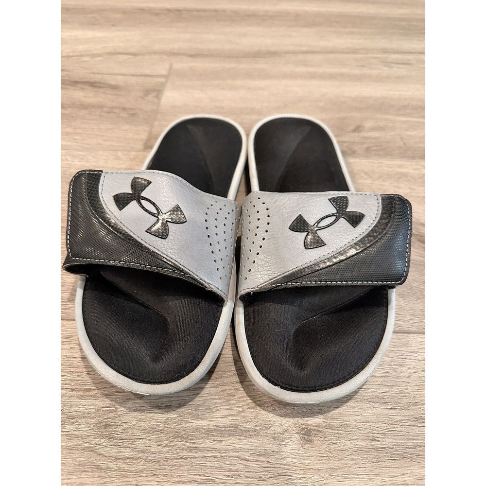 🩴Under Armour Ignite VI Slides Size 6 Youth Foam Blk/Gry Sandals